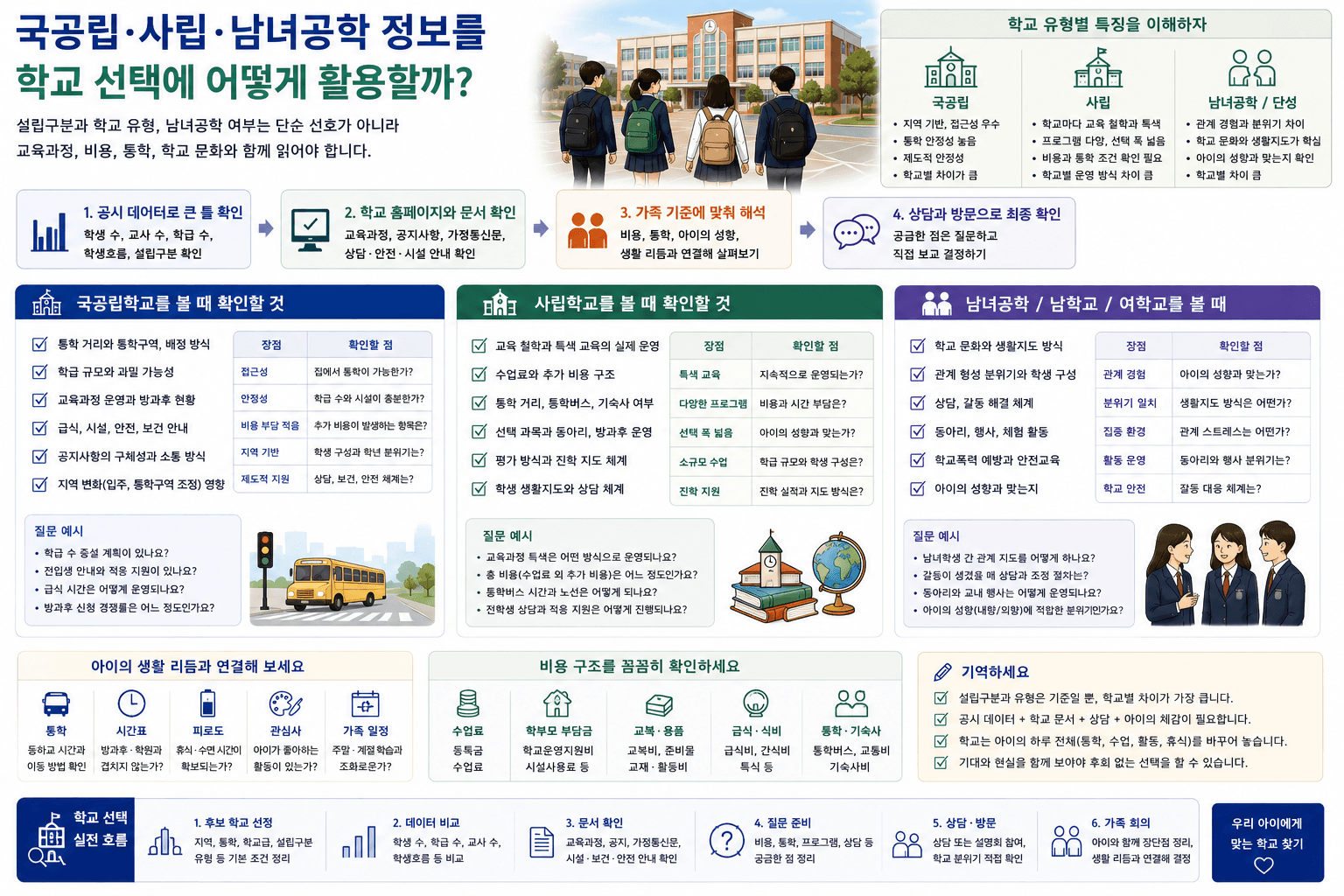 국공립과 사립, 남녀공학 정보를 학교 선택에 활용하는 법